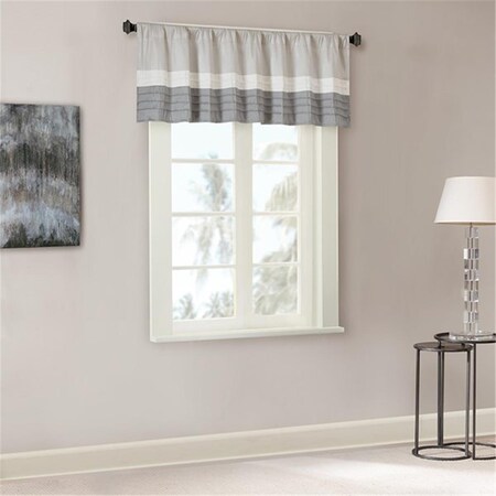 Madison Park 50 x 18 in. Amherst Polyoni Pintuck Window Valance - Grey MP41-4377